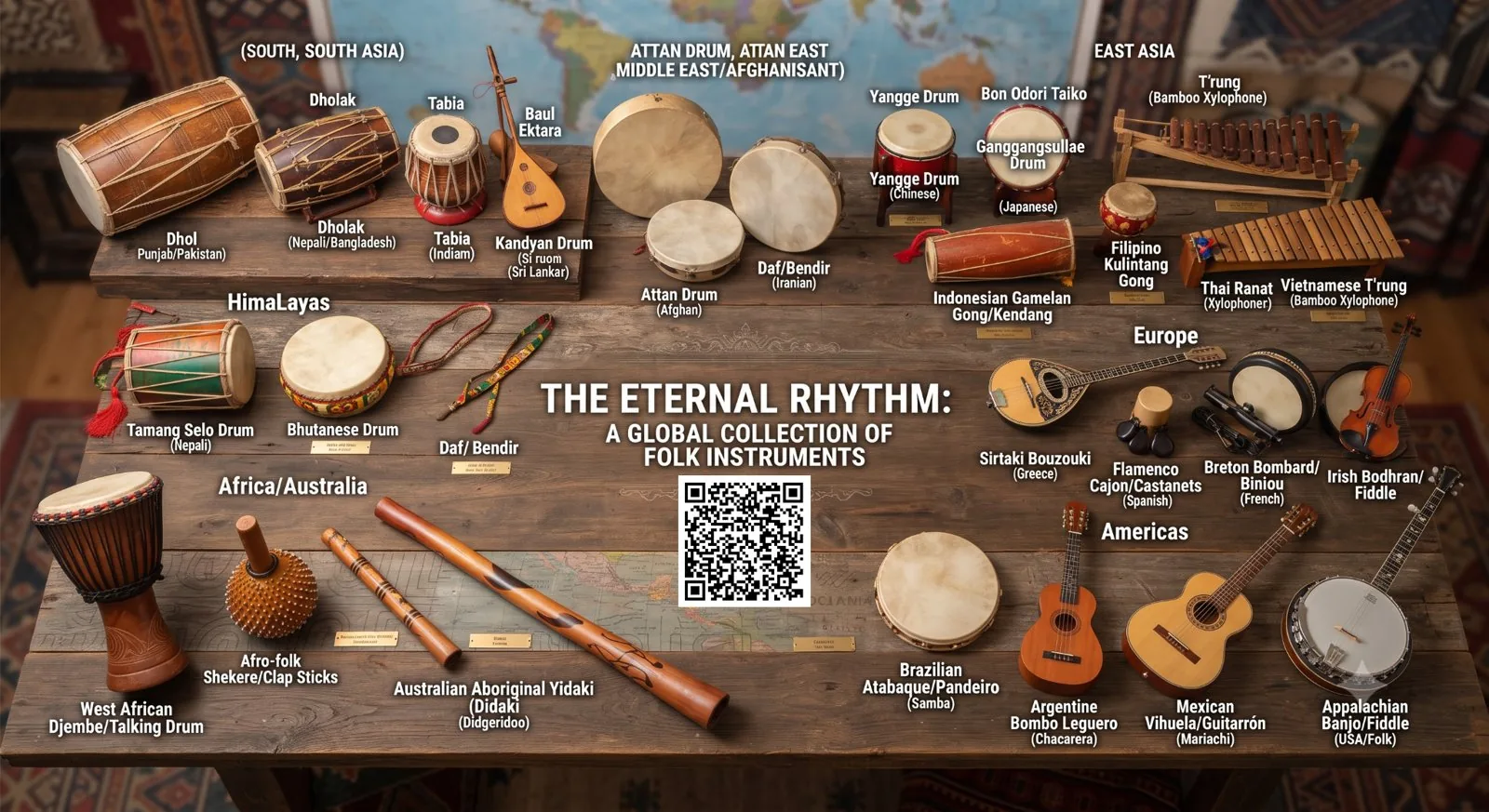 The Eternal Rhythm: folk instruments from South Asia, the Himalayas, the Middle East, East Asia, Europe, Africa, Australia and the Americas